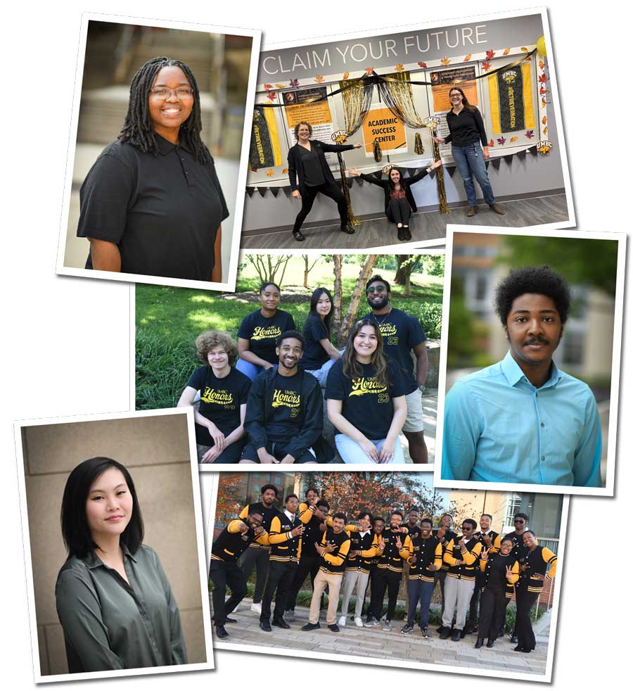 A collage of college students enjoying themselves at several campus events